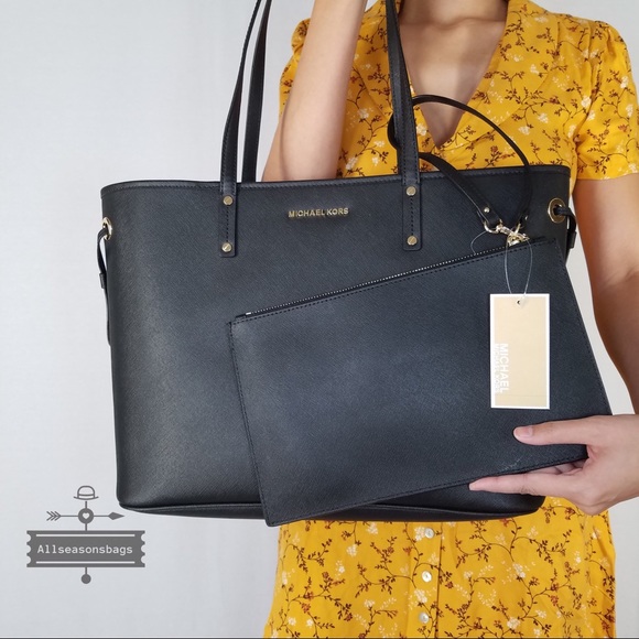 NWT Michael Kors Drawstring Reversible Tote Black - Picture 2 of 8